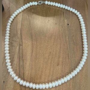 Classic White Pearl Necklace - Elegant Freshwater Pearls 925 on Clasp